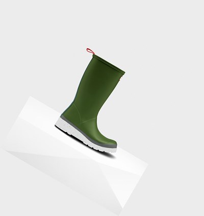 Botas de Agua Hunter Original Altas Speckle Rain Mujer Verde Blancas | 489KULOEN