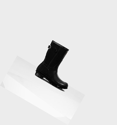 Botas de Agua Hunter Original Back Adjustable Gloss Mujer Negras | 164AJREYG