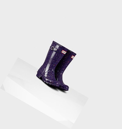 Botas de Agua Hunter Original Big Giant Glitter Niños Azules Moradas | 236LCTFUI
