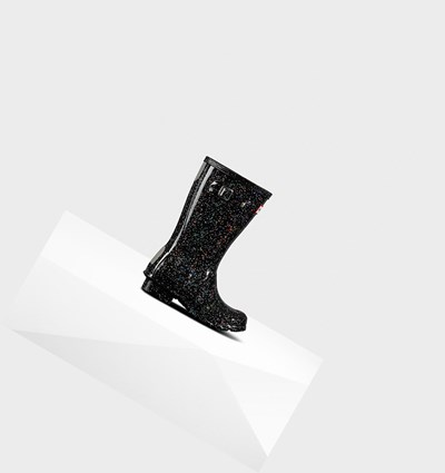 Botas de Agua Hunter Original Big Giant Glitter Niños Negras | 531CTEOGB