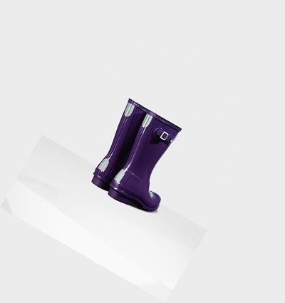 Botas de Agua Hunter Original Big Gloss Niños Azules Moradas | 310ZWVUIB