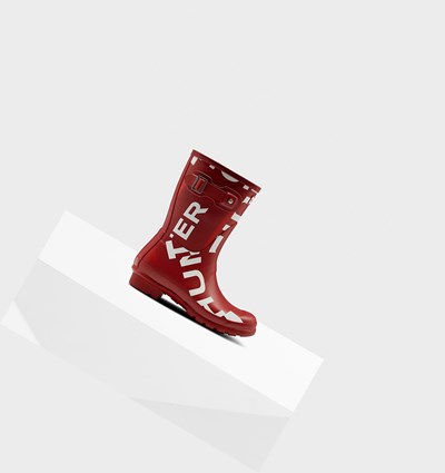 Botas de Agua Hunter Original Exploded Logo Mujer Gris Rojas | 432FEYBNW