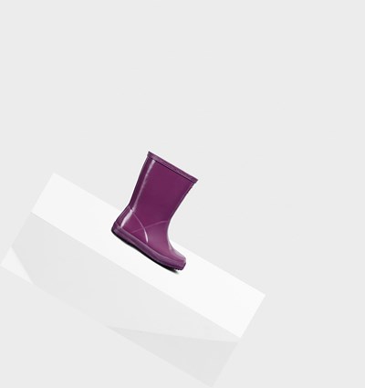 Botas de Agua Hunter Original First Classic Gloss Niños Moradas | 673RVCFEG