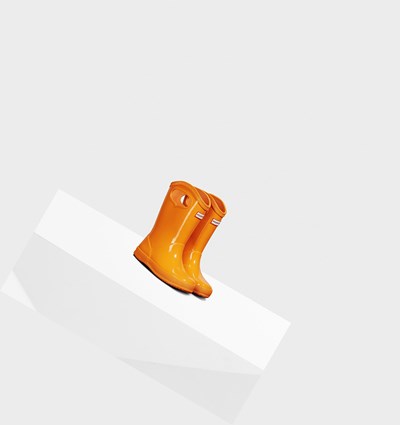 Botas de Agua Hunter Original First Classic Grab Handle Gloss Niños Naranjas | 971USIZAX