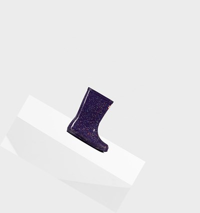 Botas de Agua Hunter Original First Giant Glitter Niños Azules Moradas | 208FLMVYO