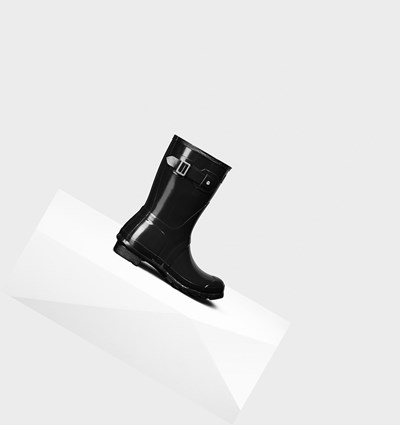 Botas de Agua Hunter Original Gloss Mujer Negras | 502YUXVGO