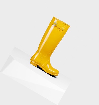 Botas de Agua Hunter Original Gloss Mujer Amarillo | 512GWQSOJ