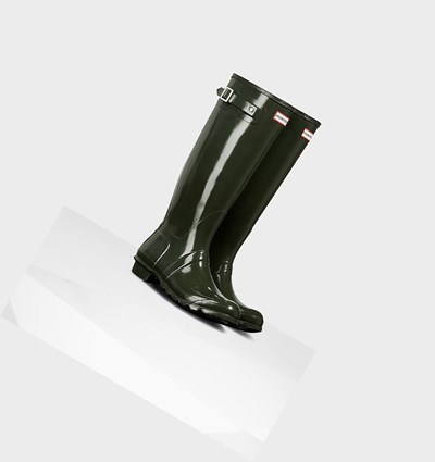 Botas de Agua Hunter Original Gloss Mujer Verde Oliva | 784APGQBZ