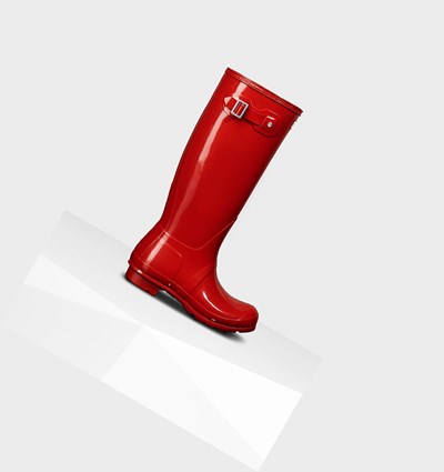 Botas de Agua Hunter Original Gloss Mujer Rojas | 901XCNOMW