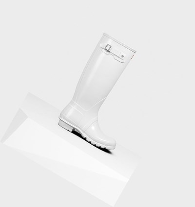 Botas de Agua Hunter Original Gloss Mujer Blancas | 972QDIKOJ