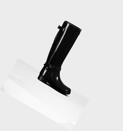 Botas de Agua Hunter Refined Adjustable Gloss Mujer Negras | 248RBUNOM
