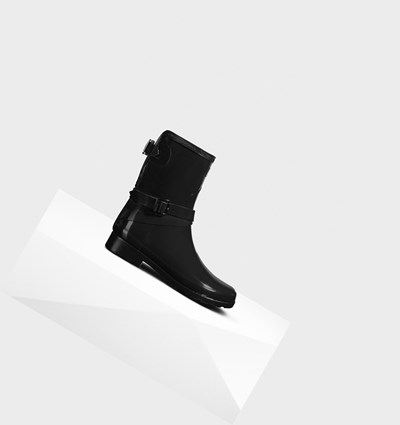 Botas de Agua Hunter Refined Slim Fit Adjustable Gloss Mujer Negras | 284TPONIW