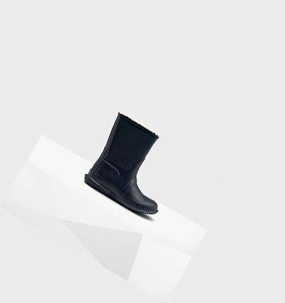 Botas de Nieve Hunter Original Big Insulated Roll Top Sherpa Niños Azul Marino | 741KWXTOY