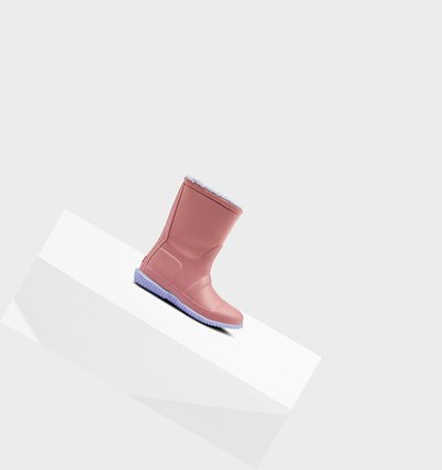 Botas de Nieve Hunter Original Big Insulated Roll Top Sherpa Niños Rosas Moradas | 965YJQSHC