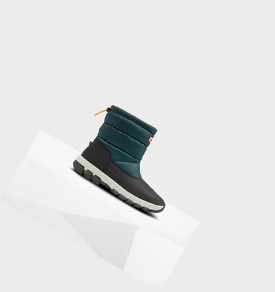 Botas de Nieve Hunter Original Insulated Corta Hombre Verde Gris | 062ZKCXOP