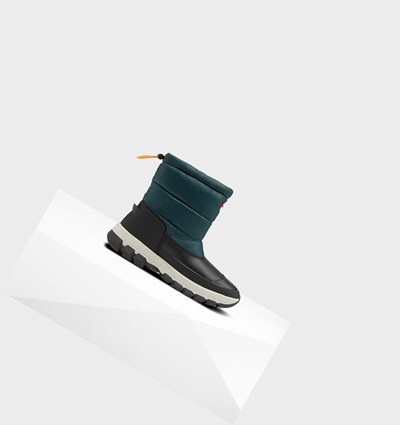 Botas de Nieve Hunter Original Insulated Corta Mujer Verde Gris | 750FHWKID