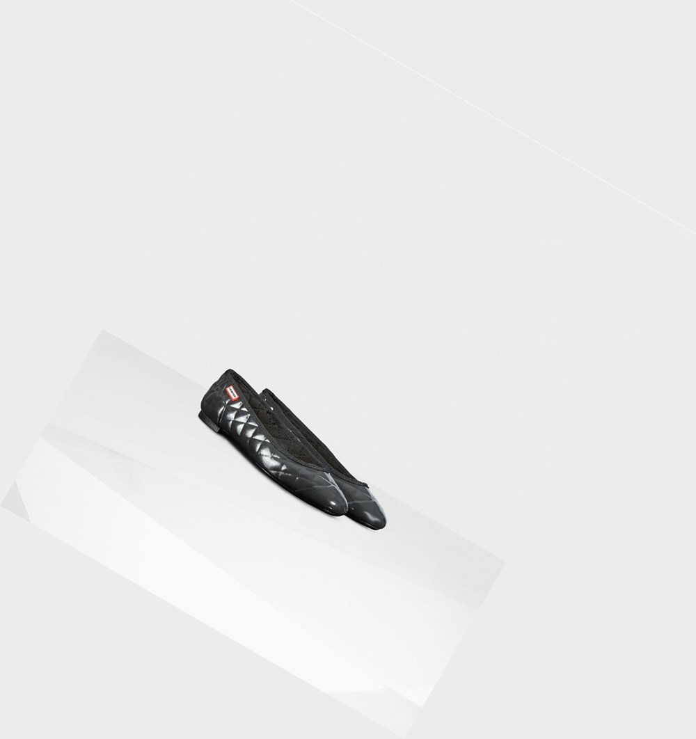 Ballerinas Hunter Original Gloss Acolchado Flats Mujer Negras | 862VWDZYA