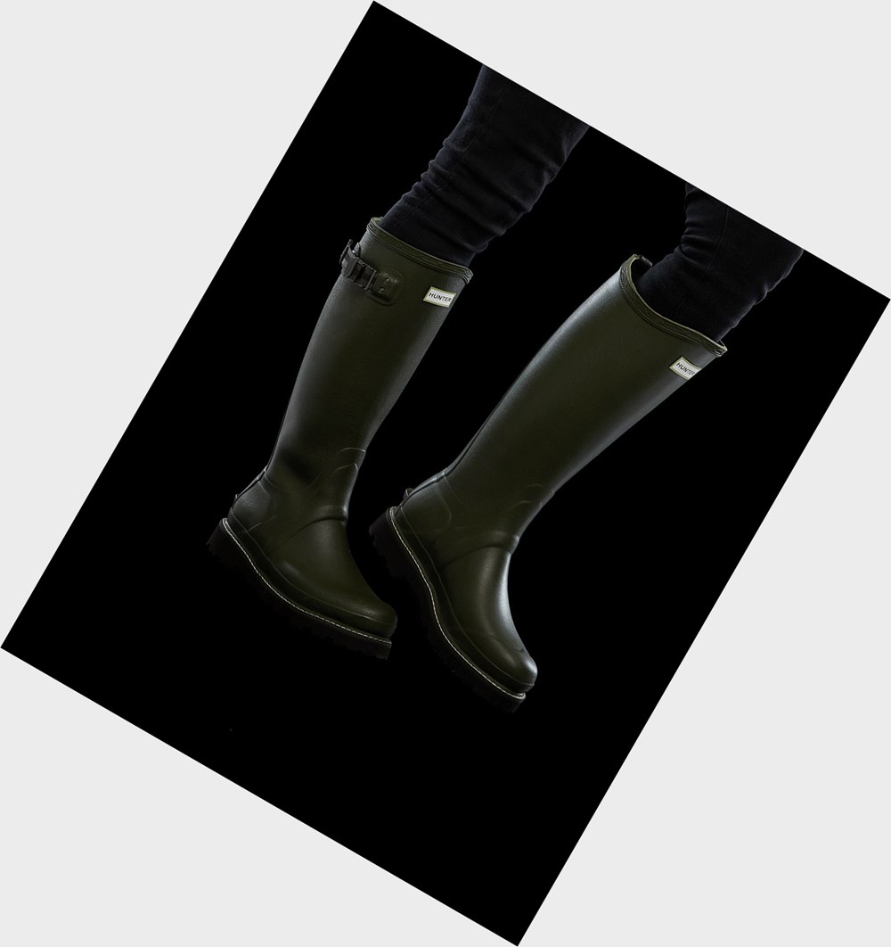 Botas de Agua Hunter Balmoral Poly-Forro Mujer Verde Oliva | 307NPFIQC