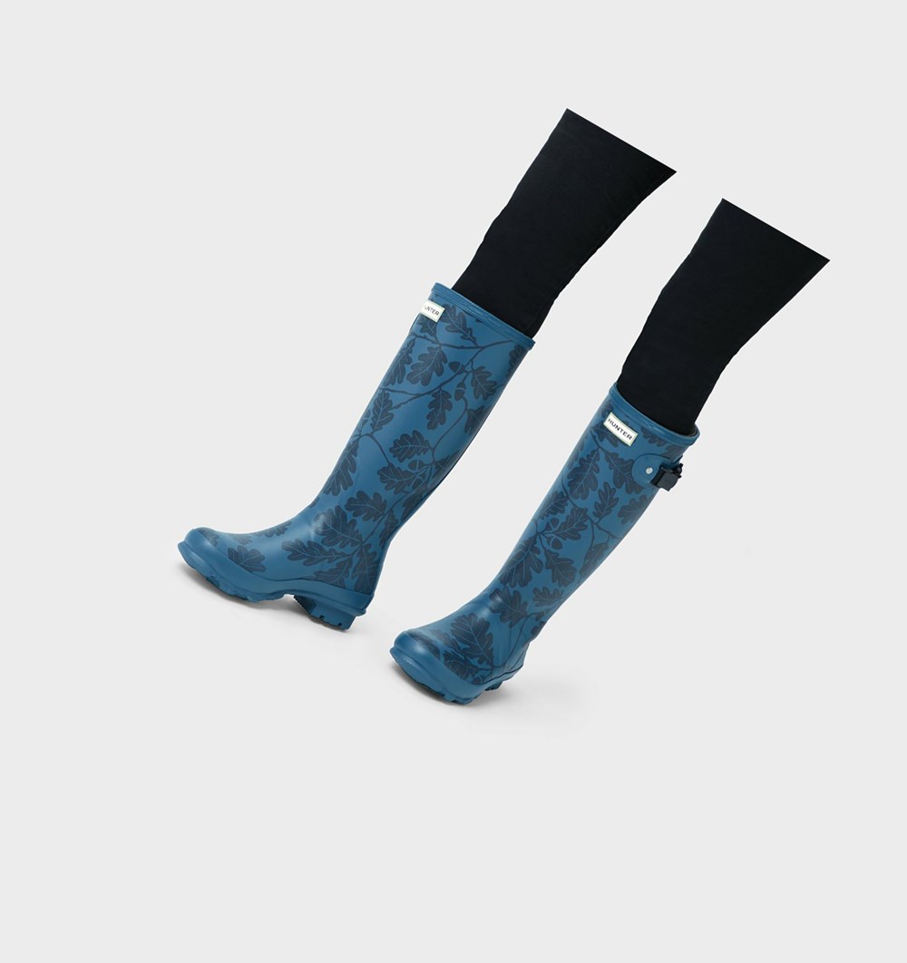 Botas de Agua Hunter National Trust Print Norris Field Mujer Azules | 491TCJNWM