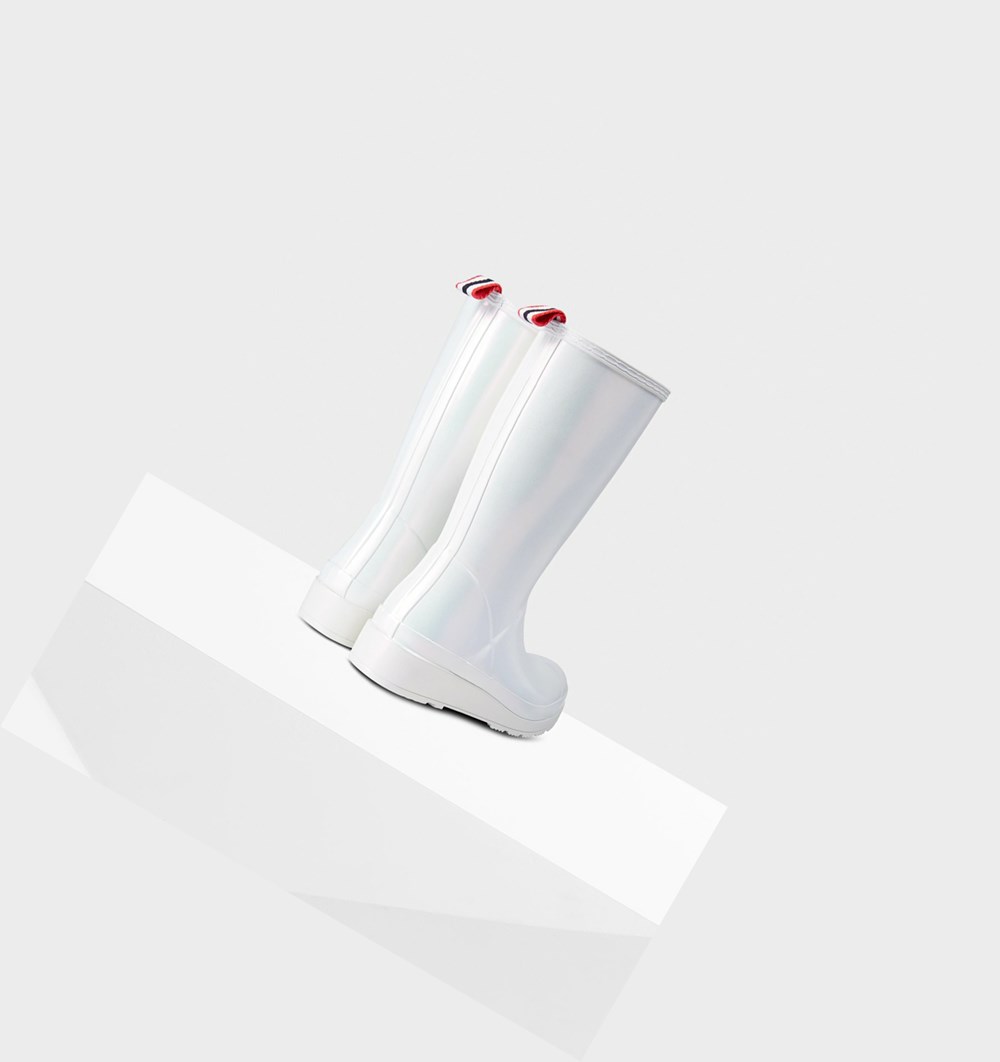 Botas de Agua Hunter Original Altas Nebula Rain Mujer Plateadas | 716NSDZXW
