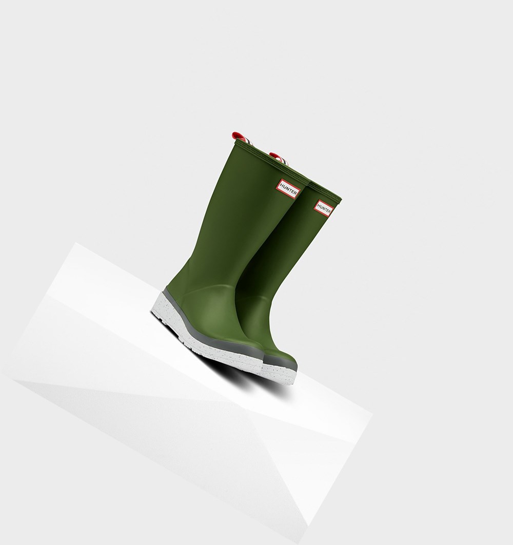 Botas de Agua Hunter Original Altas Speckle Rain Mujer Verde Blancas | 489KULOEN