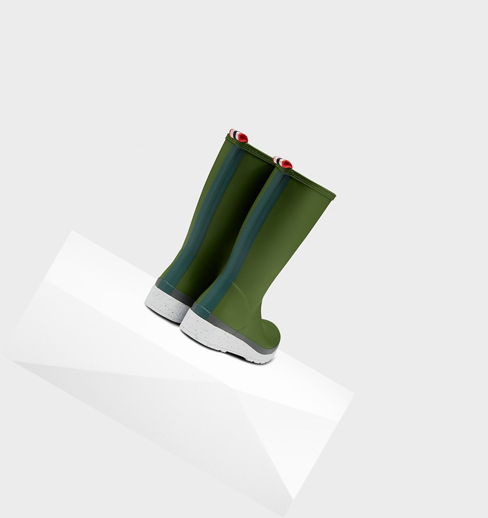 Botas de Agua Hunter Original Altas Speckle Rain Mujer Verde Blancas | 489KULOEN