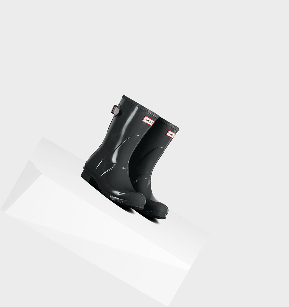 Botas de Agua Hunter Original Back Adjustable Gloss Mujer Verde Moradas | 612PGKUTV