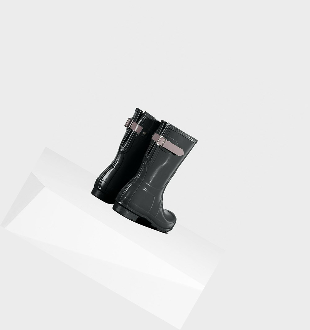 Botas de Agua Hunter Original Back Adjustable Gloss Mujer Verde Moradas | 612PGKUTV