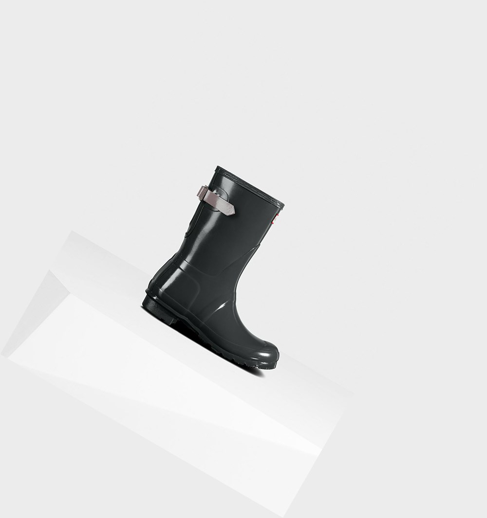 Botas de Agua Hunter Original Back Adjustable Gloss Mujer Verde Moradas | 612PGKUTV