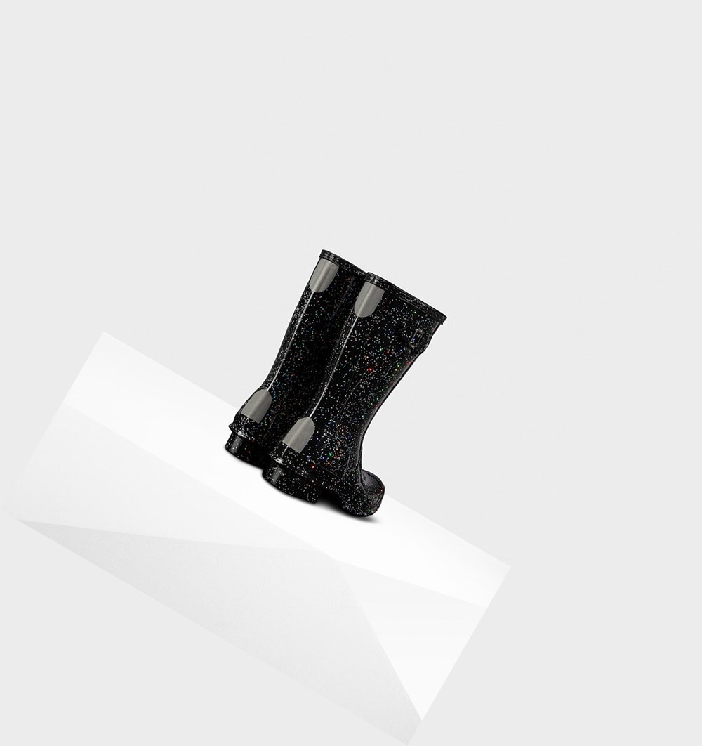 Botas de Agua Hunter Original Big Giant Glitter Niños Negras | 531CTEOGB