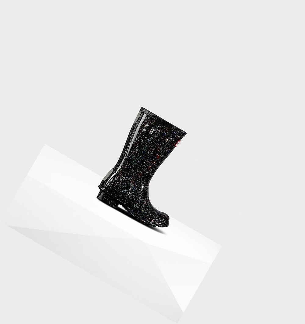 Botas de Agua Hunter Original Big Giant Glitter Niños Negras | 531CTEOGB