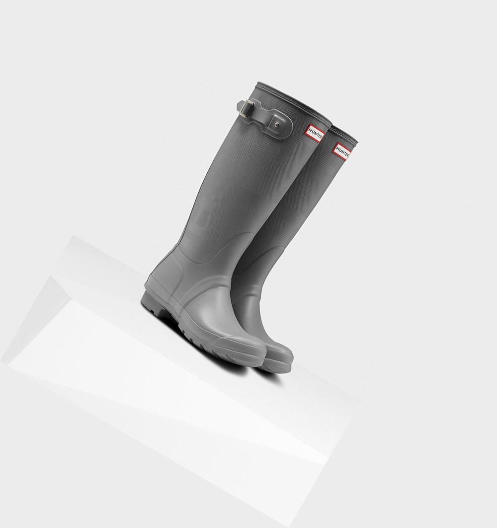 Botas de Agua Hunter Original Exploded Logo Texture Mujer Gris | 574AVJTGS