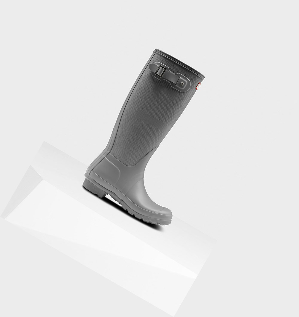 Botas de Agua Hunter Original Exploded Logo Texture Mujer Gris | 574AVJTGS