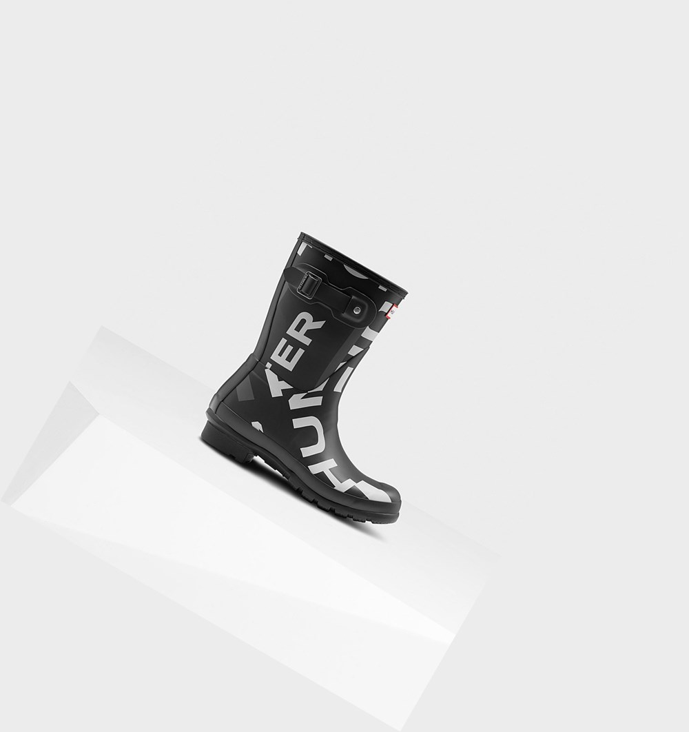 Botas de Agua Hunter Original Exploded Logo Mujer Negras | 821HAEYWD