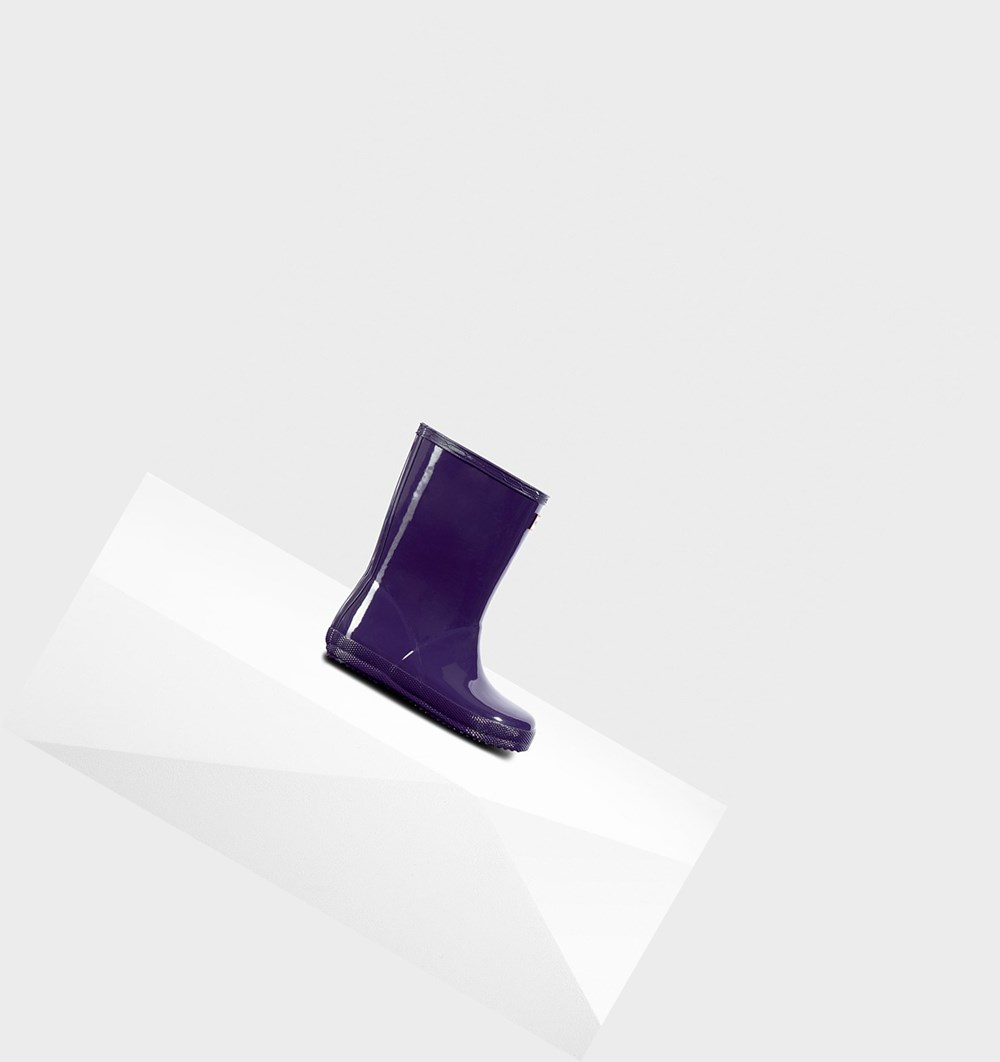 Botas de Agua Hunter Original First Classic Gloss Niños Azules Moradas | 059HEIPTJ