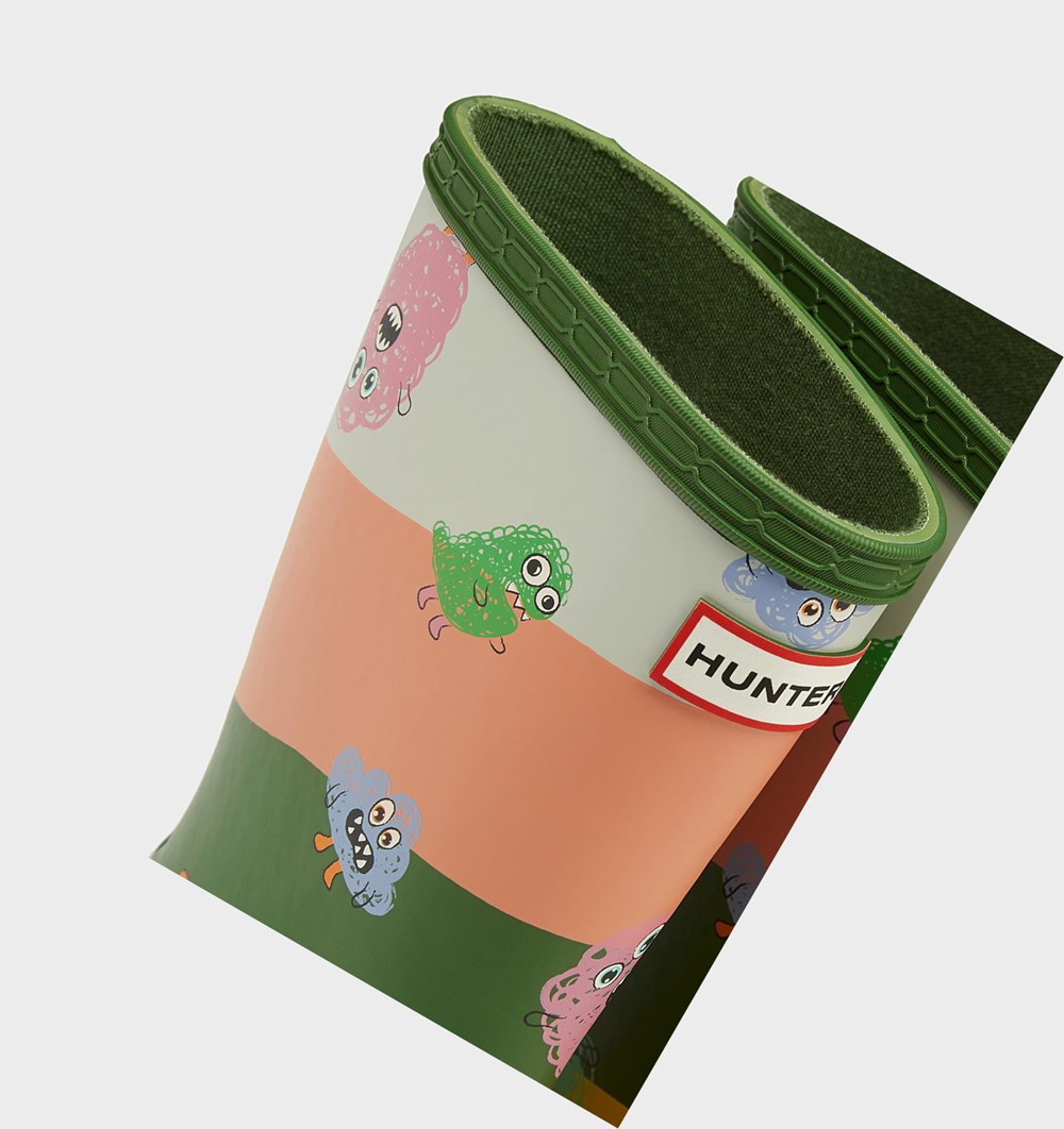 Botas de Agua Hunter Original First Classic Scribble Print Niños Verde | 108WMGDOZ