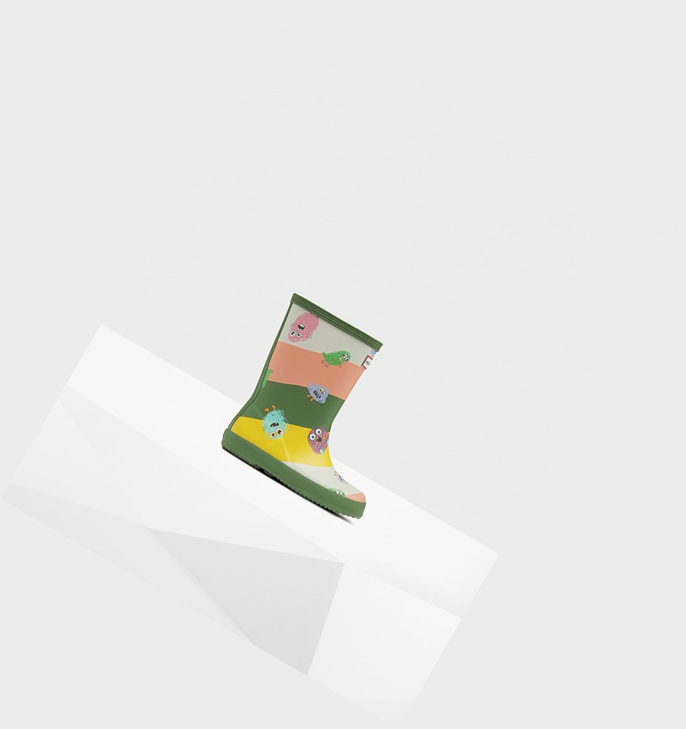 Botas de Agua Hunter Original First Classic Scribble Print Niños Verde | 108WMGDOZ
