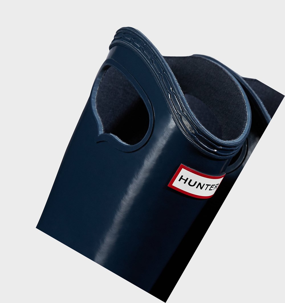 Botas de Agua Hunter Original First Classic Grab Handle Gloss Niños Azul Marino | 126TFAEQN