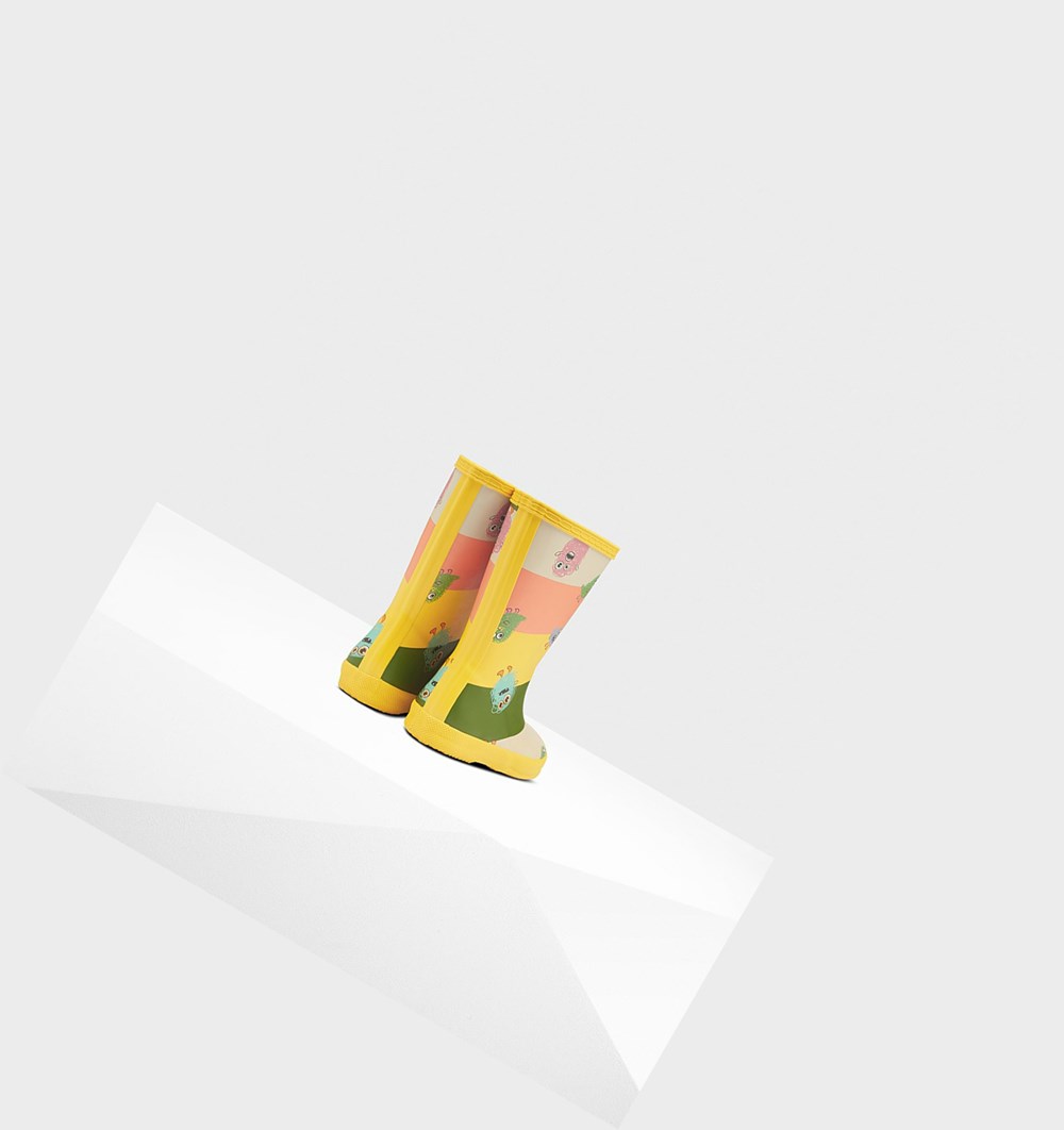 Botas de Agua Hunter Original First Classic Scribble Print Niños Amarillo | 649GYCNIA