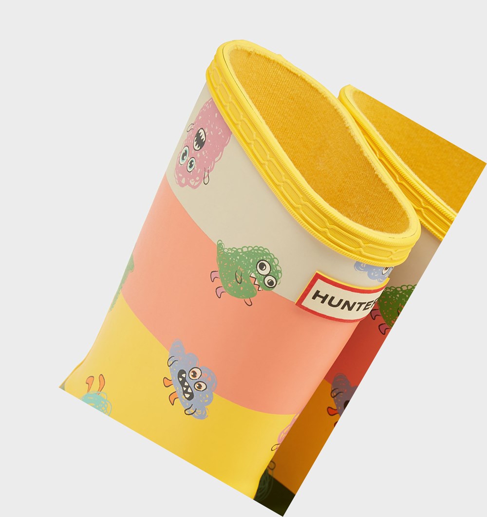 Botas de Agua Hunter Original First Classic Scribble Print Niños Amarillo | 649GYCNIA
