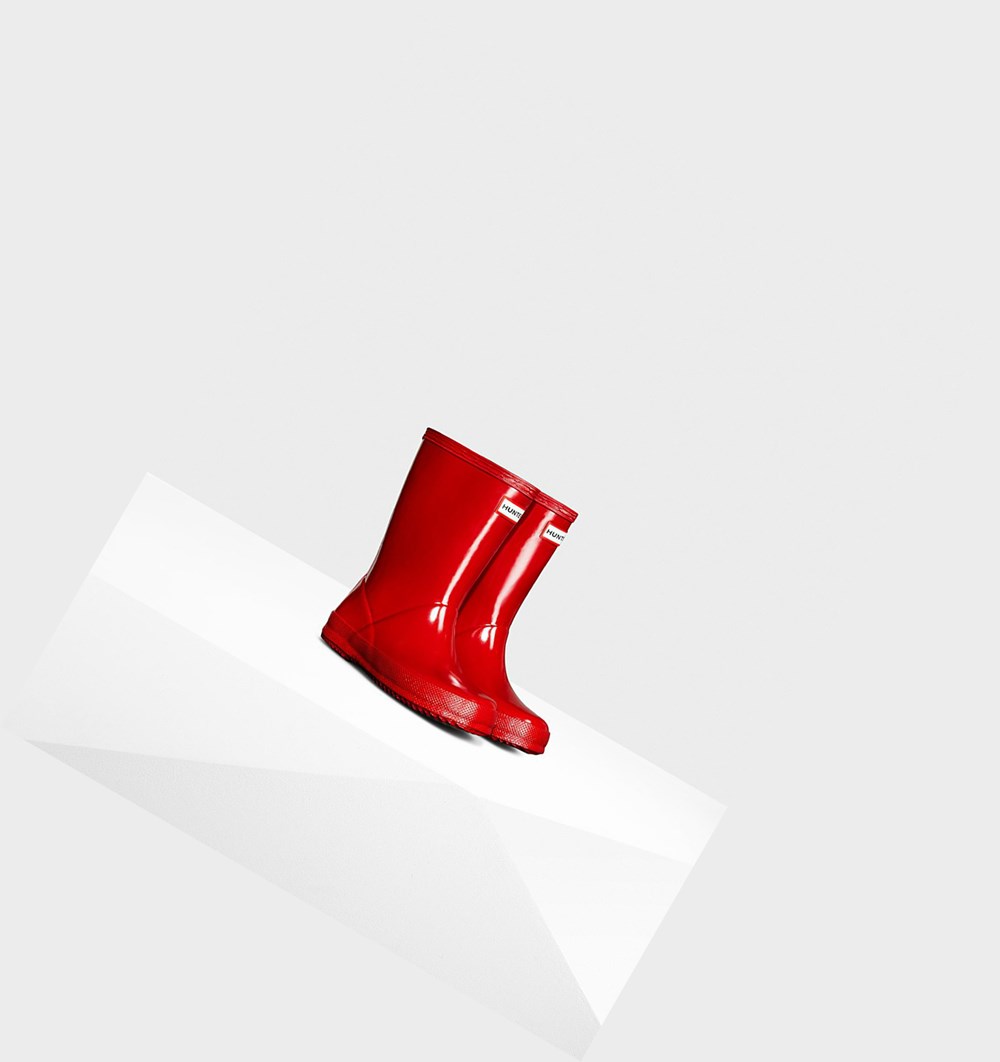 Botas de Agua Hunter Original First Classic Gloss Niños Rojas | 750JOSCWU