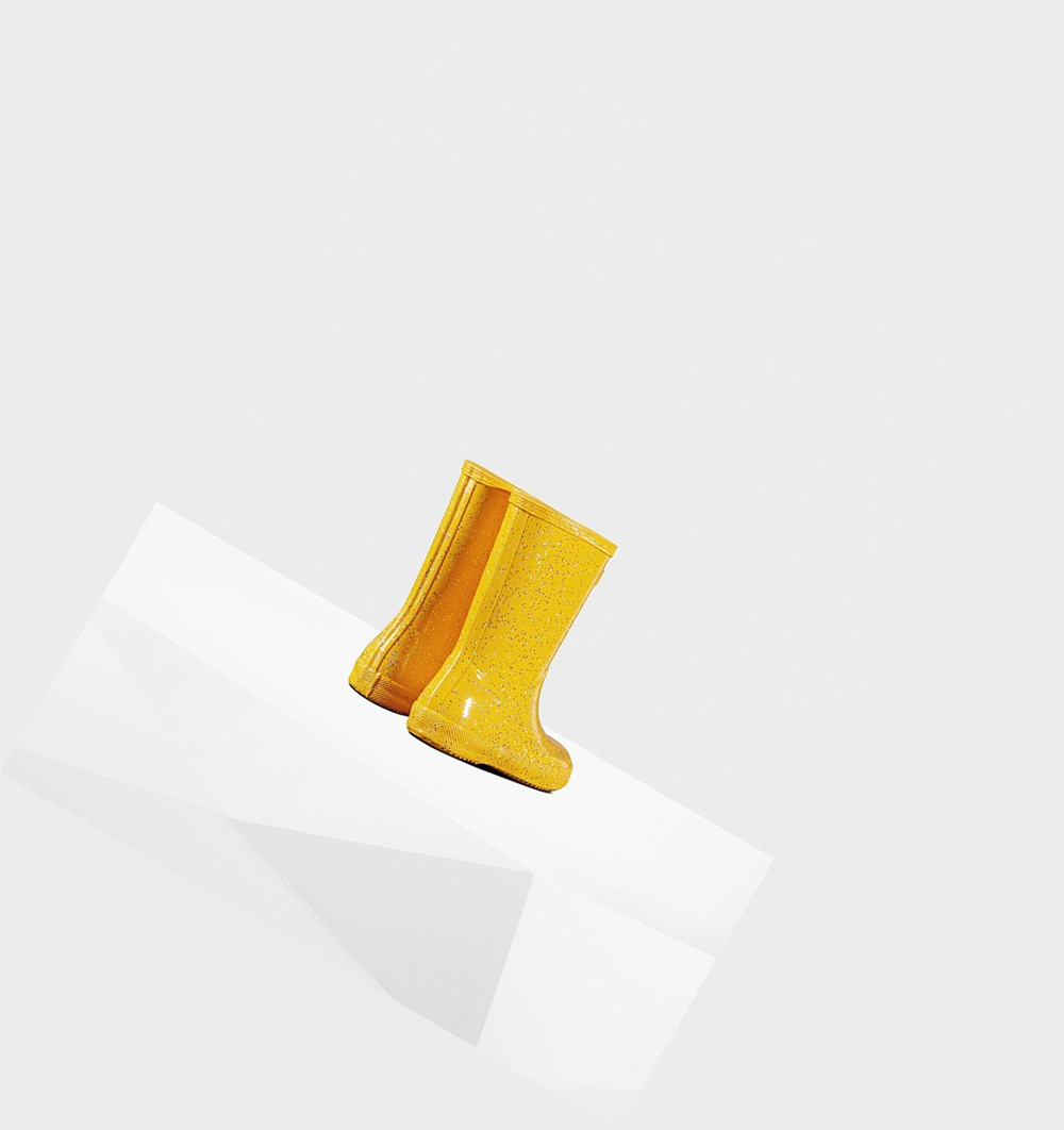 Botas de Agua Hunter Original First Giant Glitter Niños Amarillo | 584HOBWUD