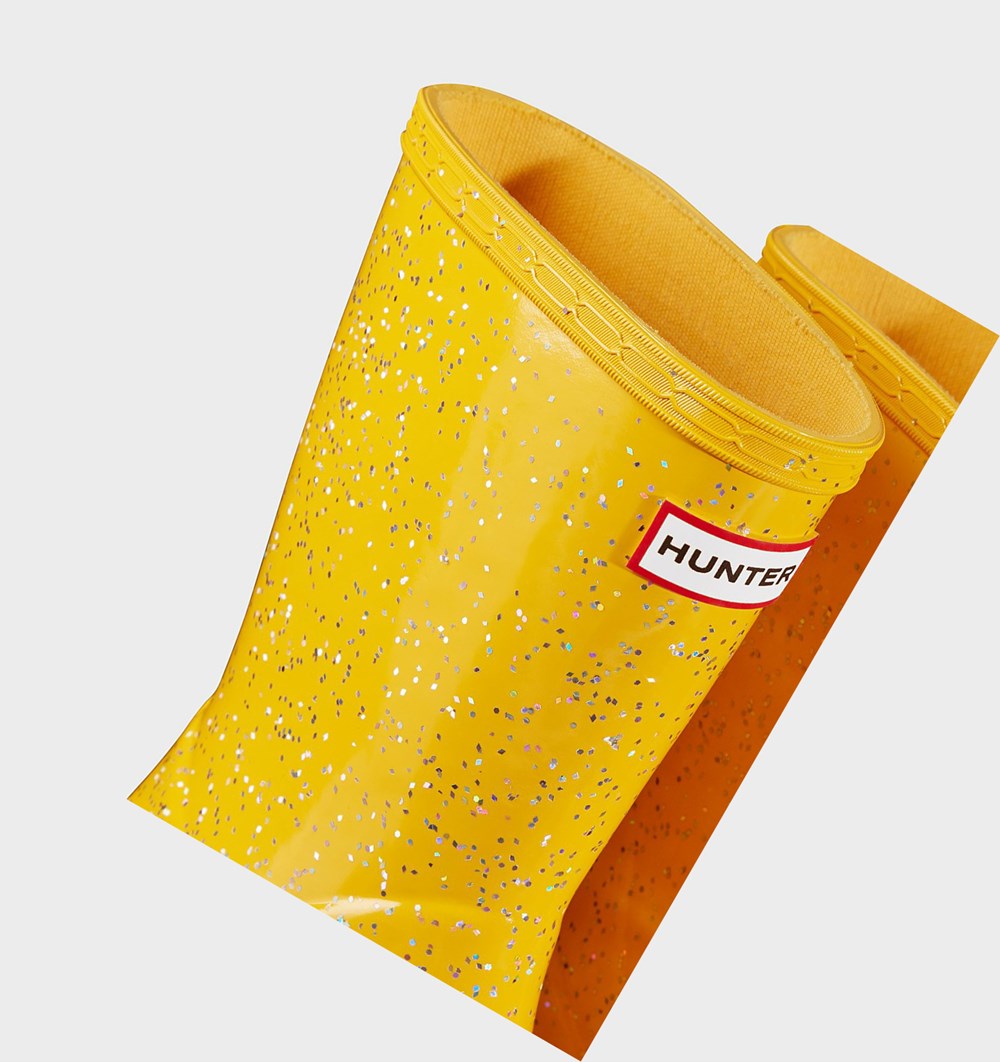 Botas de Agua Hunter Original First Giant Glitter Niños Amarillo | 584HOBWUD