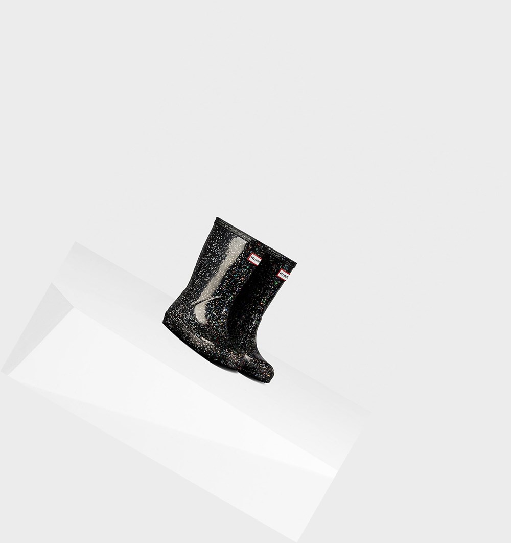 Botas de Agua Hunter Original First Giant Glitter Niños Negras | 762ASQRVO