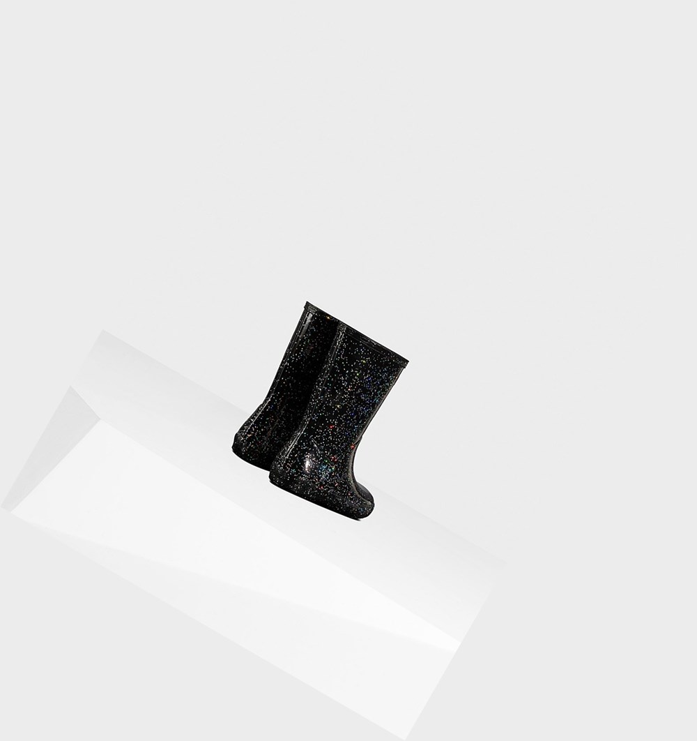 Botas de Agua Hunter Original First Giant Glitter Niños Negras | 762ASQRVO