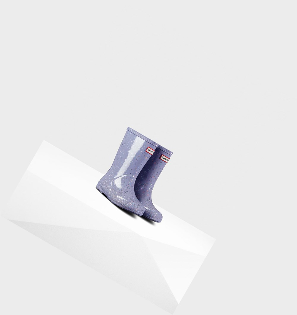 Botas de Agua Hunter Original First Giant Glitter Niños Moradas | 964PGCNOH