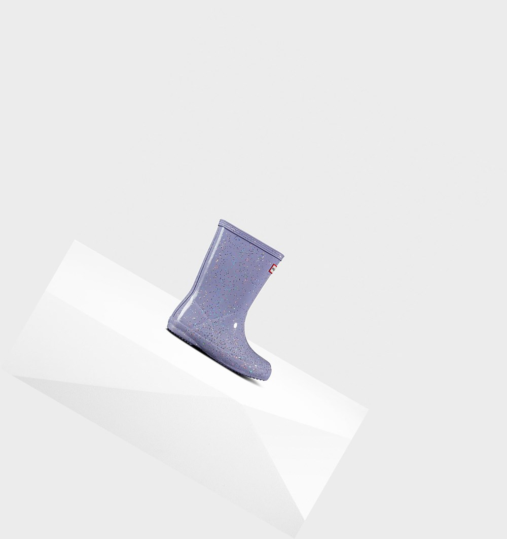 Botas de Agua Hunter Original First Giant Glitter Niños Moradas | 964PGCNOH