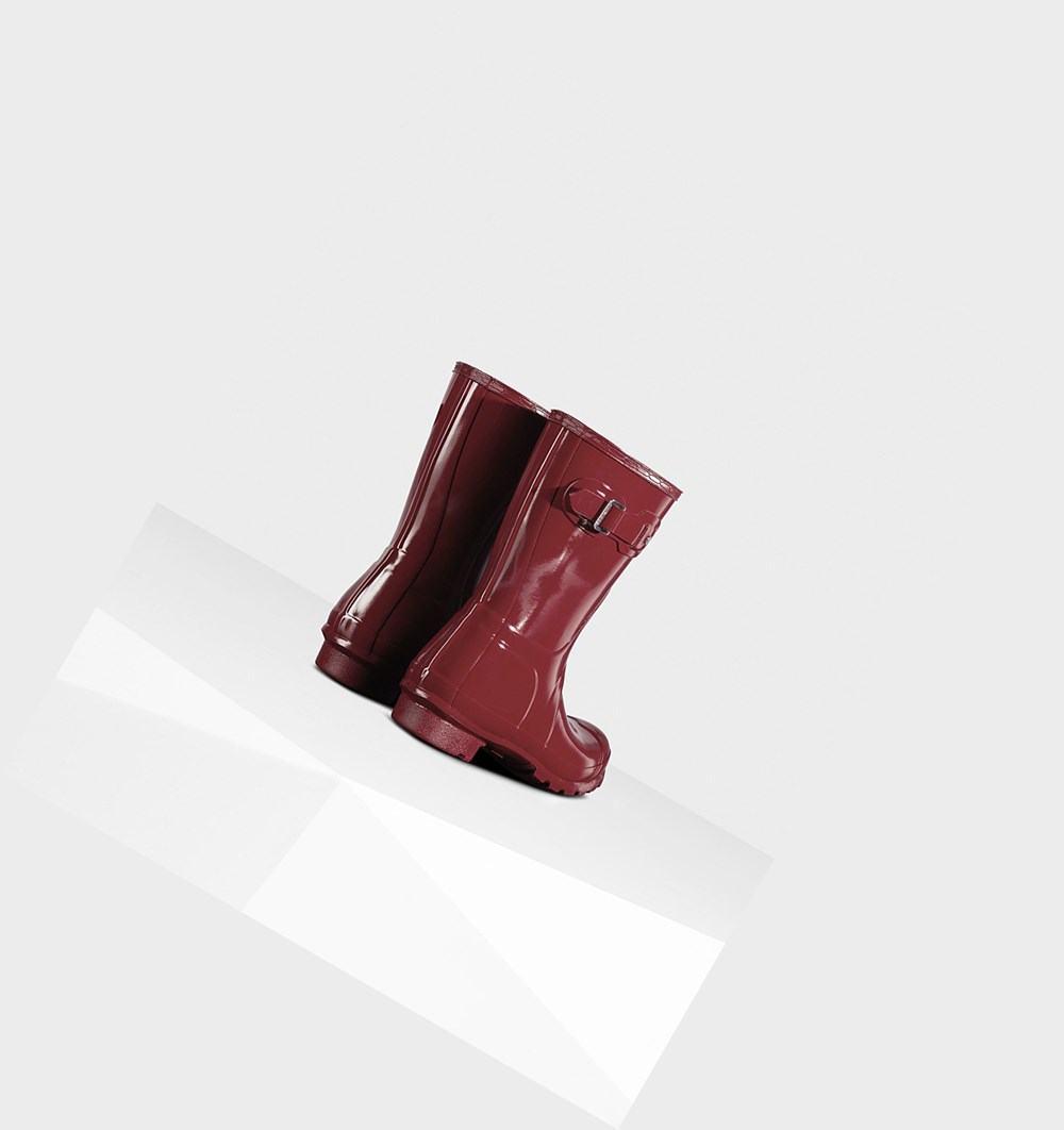 Botas de Agua Hunter Original Gloss Mujer Gris Rojas | 158RJZAGT