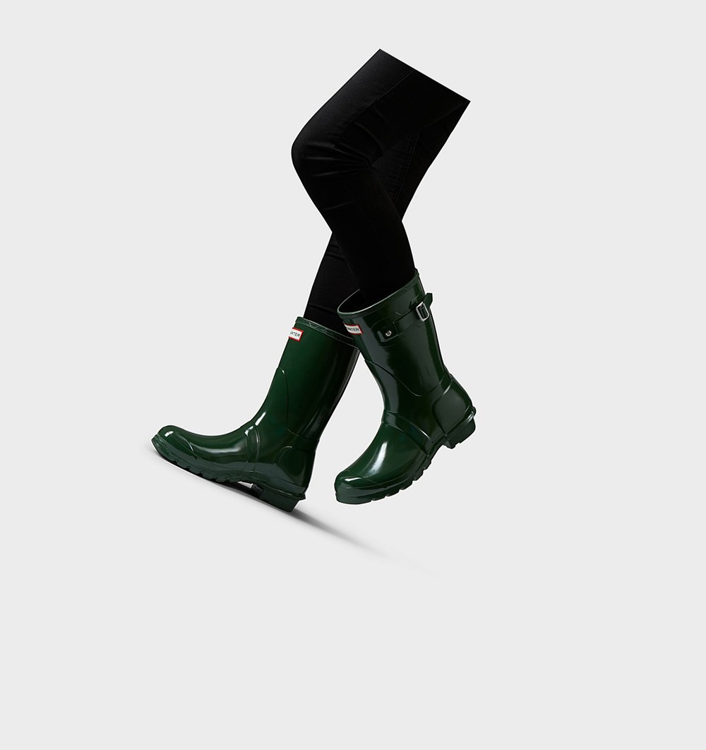 Botas de Agua Hunter Original Gloss Mujer Verde | 185LTNPIY