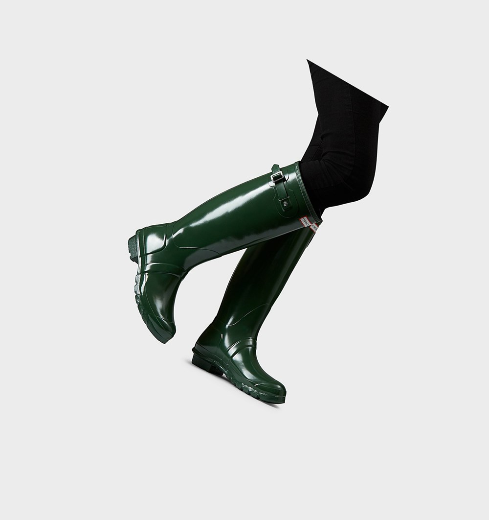 Botas de Agua Hunter Original Gloss Mujer Verde | 307GRIMLX